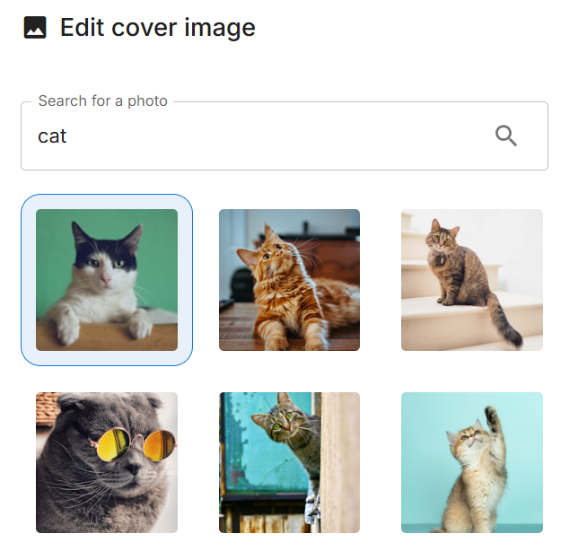 A dialog with a search bar and a list of images